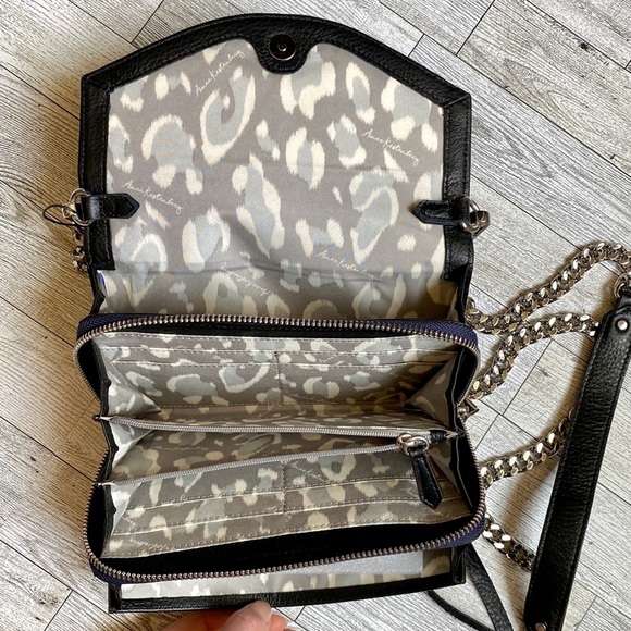 🌸🌿Aimee Kestenberg Delancey Floral Black Leather Wallet On a Chain - Picture 8 of 12